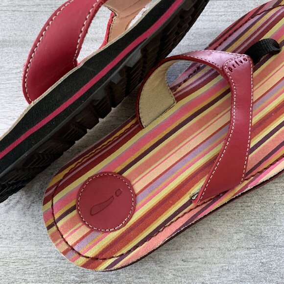 Clarks Privo Leather Flip Flops Sandals in a Coral Mix colour - Picture 2 of 5